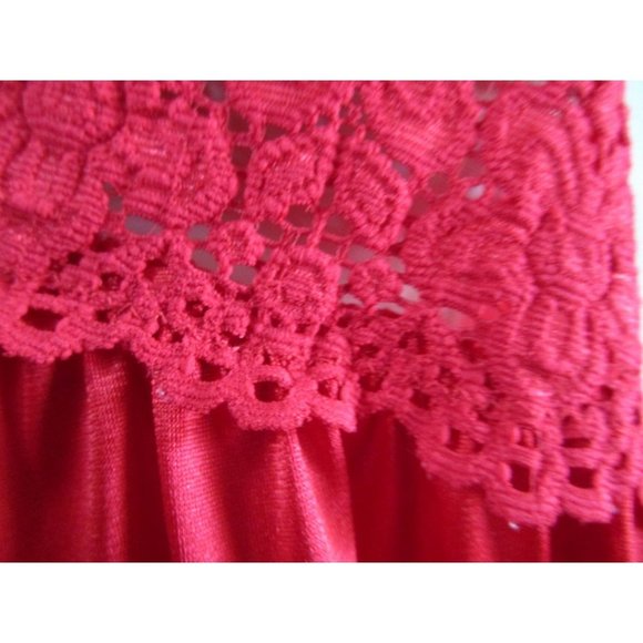 Vanity Fair Baby Doll Red Stretch Lace Bodice Large USA Made Size Large Vintage - Picture 8 of 16